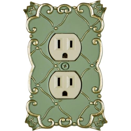 Angelitta Outlet Cover Switchplate, Green with Gold