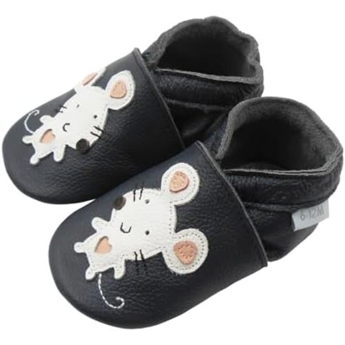 Baby Shoes Leather Moccasins Baby Girls Boys Slippers-Soft Sole Non-Skid Lightweight Infant Toddler First Walking Shoes