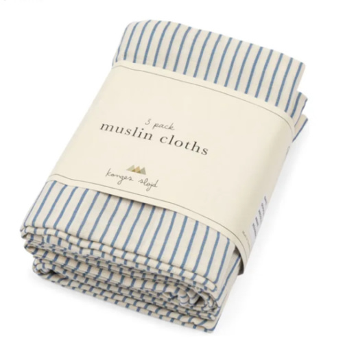 Stripes organic cotton diapers - Set of 3 | Blue