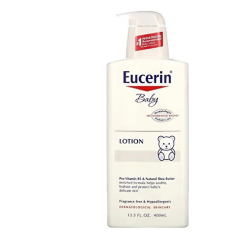 Eucerin Baby Body Lotion, Hypoallergenic and Fragrance Free Baby Lotion with Pro-Vitamin B5 and Shea Butter, 13.5 Fl Oz Bottle