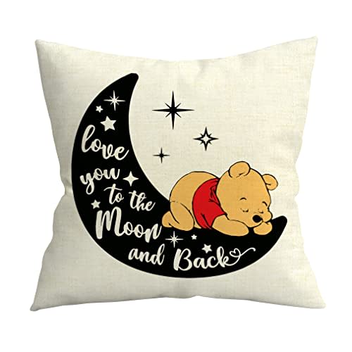 Giosve Love You to The Moon and Back 18x18 inch Decorative Throw Pillow Cover Mom Gifts for Children Room Couch Sofa Decor, Gifts for Son, Daughter (18x18 in, White-1)