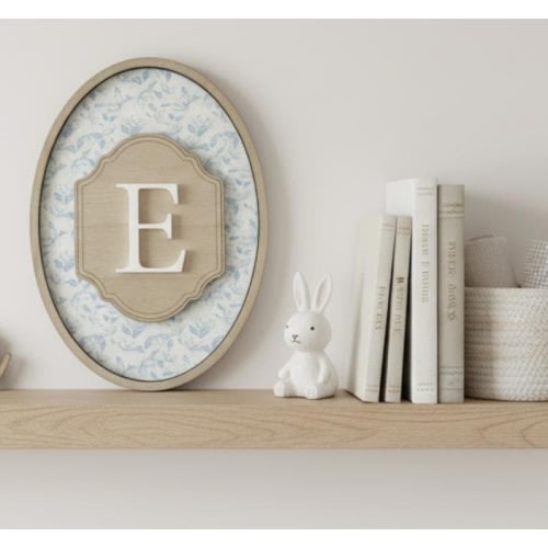Wooden Monogram Plaque Nursery Wall Art Display Custom Letter Sign Personalized Initial Decoration Feminine Decor Accent Bedroom Vintage
