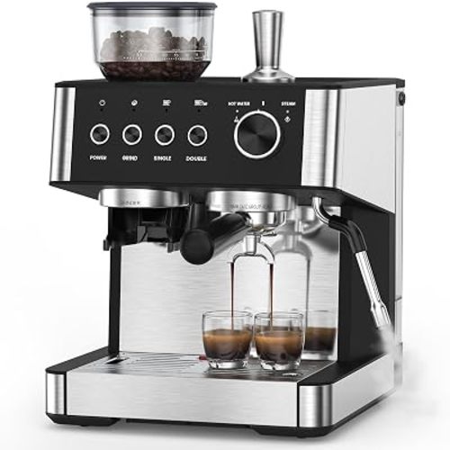 (2026 Upgrade) Espresso Machine with Grinder, Expresso Machines for Home, 20 Bar Expresso Coffee Machines with Milk Frother & Tamping Tools,Espresso Maker with Grinder for Lattes, Cappuccinos
