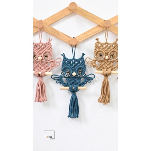 Macrame Owl Wall Hanging, Handmade Boho Nursery Decor, Custom Color Owl Wall Art, Scandinavian Home Decor