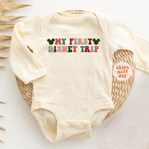 My First Trip Long Sleeve Shirt Christmas Mouse Ears Shirt Matching Family Vacation Magical Long Sleeve Baby Bodysuit Toddler Shirt Kids