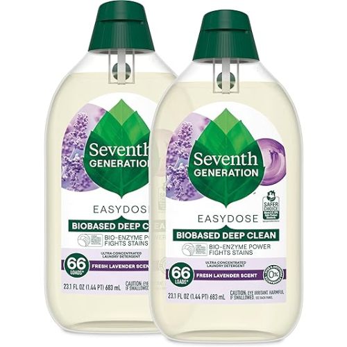 Seventh Generation EasyDose Laundry Detergent Fresh Lavender Scent 2 Pack Ultra Concentrated Washing Detergent 23 oz