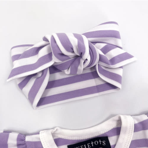 Kids Stretch Headband - Striped Dusty Lilac & White - Not So Basic Basics – Skeletots