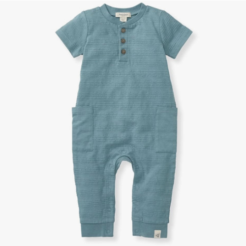 Burt's Bees Baby Boys' 100% Organic Cotton One-Piece Short Sleeve Jumpsuit