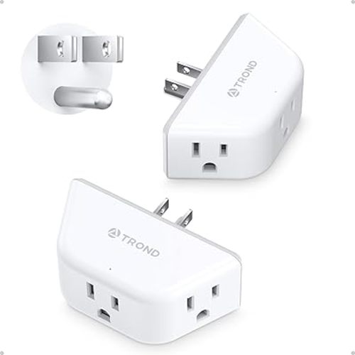 TROND Multi Plug Outlet Extender 2 Pack - Electrical Wall Splitter, 3 Way Angled Wall Outlet Adapter, Cruise Essentials, Small Multiple Plug Expander for Cruise Ship Home Office Dorm Room, White