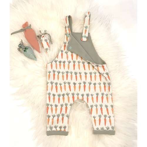 Easter Overall Romper, Cute Easter outfit, Carrot Romper, Two sided Overall, Easter outfit set, Organic cotton outfit