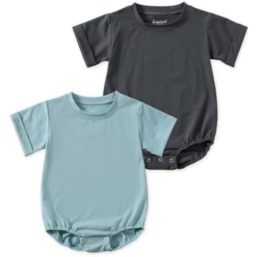 Jimonda Baby Cotton 2Pcs Toddler Boy Girl Short Romper Set Short Sleeve Outfits For Infants