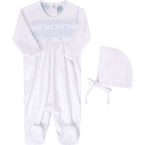 Smocked Cotton Footie & Bonnet Set, 6-9M