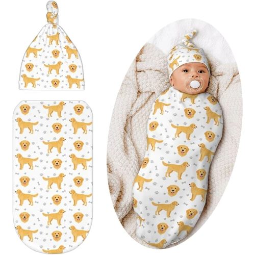 Golden Retriever Dog Swaddle Blanket, Soft Swaddling Blanket, Dog Baby Items Stuff