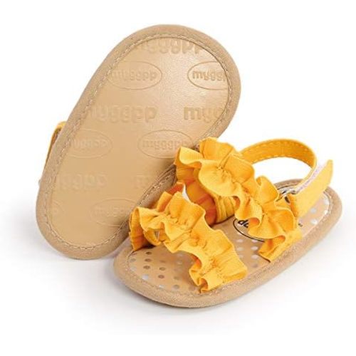 COSANKIM Infant Baby Girls Summer Sandals with Flower Soft Sole Newborn Toddler First Walker Crib Dress Shoes