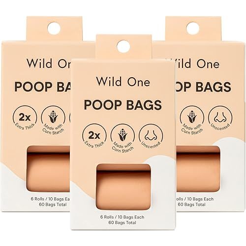 Poop Bags, 180 Leak Proof Bags Made From Cornstarch, Eco-Friendly, Unscented, Blush Color