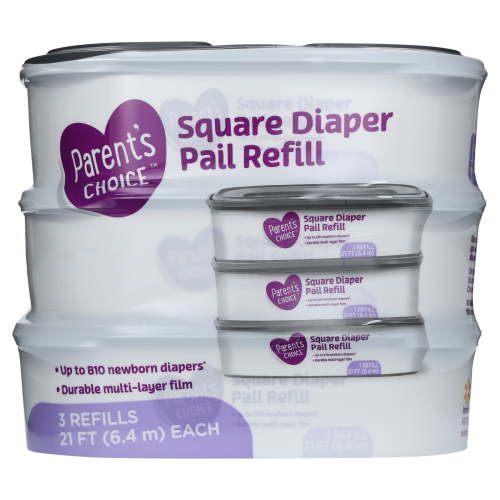 Parent's Choice Square Diaper Pail Refills, 3 Count, Holds up to 810 Newborn Diapers