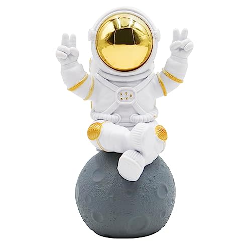 Oooct Astronaut Statue Decor, Resin Spaceman Figurine Decorations, Cute Mini Space Figure Ornament, Abstract Aesthetic Decorative Sculpture for Home Office Desk Shelf Tabletop - 4.2 Inch