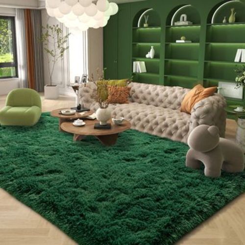 LOVEVOOK Green Area Rugs for Bedroom, Non-Slip Fluffy Soft Shag Carpet, Living Room Plush Rug for Home Dorm Decor Aesthetic 4x6 Feet