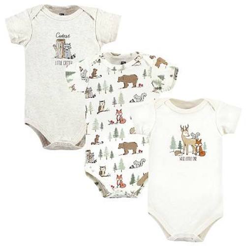 Hudson Baby Unisex Baby Cotton Bodysuits, Forest Animals 3-Pack