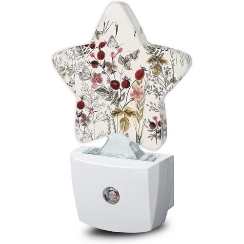 Vintage Flower Night Lights Plug into Wall with Dusk to Dawn Sensor,Lamp for Bedroom Bathroom Hallway Nightlight for Women Girls