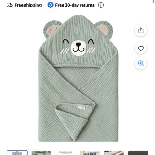 WIBACKER Baby 100% Cotton Muslin Cartoon Hooded Bath-32 x 32 Inches Towels Soft & Absorbent Bath Towel for Newborn Infant Essential Baby Gift - Walmart.com