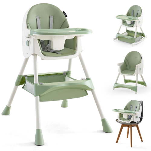 HARPPA 4-in-1 Convertible High Chair for Babies and Toddlers, Feeding Chair for Infant,Green