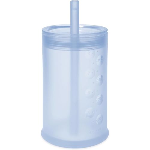 Olababy Clear View Silicone Training Cup with Straw Lid | Toddler Sippy Trainer 12mo+ | Unbreakable Water Drinking Cups for Kids 2yr+ | Baby Led Weaning & Feeding Supplies (Blueberry, 9 oz)