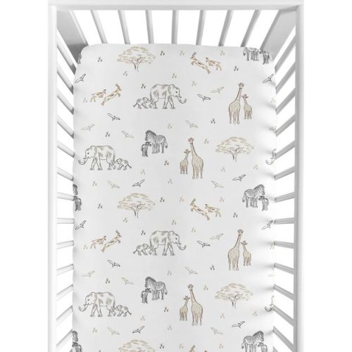 Sweet Jojo Designs Boy Girl Gender Neutral Unisex Baby Fitted Crib Sheet Serengeti Animals Collection