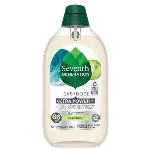 Seventh Generation Power Plus Laundry Detergent - Clean Scent - 23.1oz: High Efficiency, Concentrated Formula, Dye-Free
