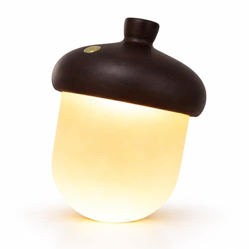 Acorn Night Light Wooden LED Lamp with 3 Color Modes Dimming Touch Control USB Rechargeable for Kids Nursery Bedroom Fall Harvest Decor, B