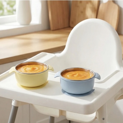 Stainless Steel Suction Bowl Set of 2 (Mocha Mousse & Sage Green)