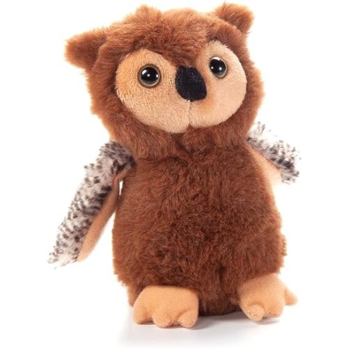 The Petting Zoo Owl Stuffed Animal Plushie, Gifts for Kids, Wild Onez Babiez Wildlife Animals, Brown Owl Plush Toy 6 Inches