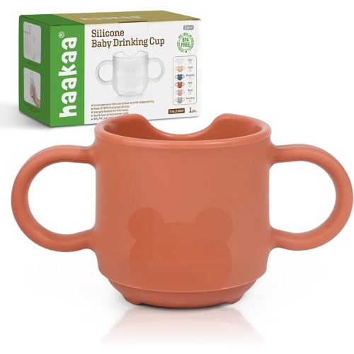 haakaa Silicone Baby Training Cup, Toddler Learning Open Cup for Baby 6 Months+, Drop-Proof BPA Free, 5 Ounce (Red)