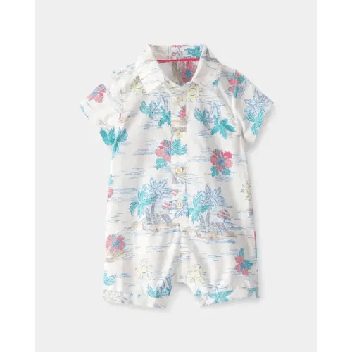 Baby Boy Tropical Beach Short-Sleeve Romper | Carter's