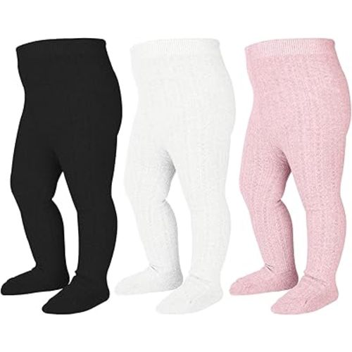 Baby Tights Cable Knit Tights Baby Leggings Seamless Cotton Stockings Pantyhose 3/4 Pack for Infants Toddlers 0-5T