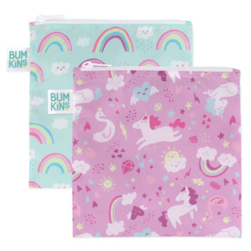 Reusable Sandwich Bags 2-pk, Waterproof Fabric, BPA Free, Eco-Friendly – Unicorns | Bumkins Baby