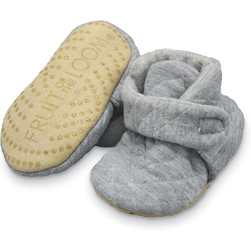 Fruit of the Loom Cozy Thermal Wrap Booties with Non-slip Grips for Baby Girls, Boys, Unisex -