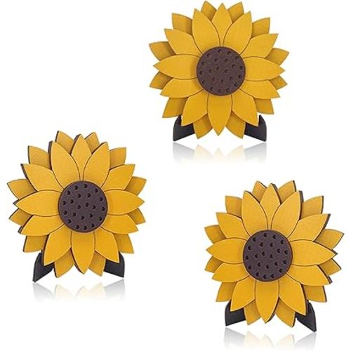 3 Pcs Sunflower Decor For Tables, Farmhouse Sunflower Standing Wooden Table Sign, Spring Summer Decor For Home Office Tables Kitchen Farmhouse, Ideal Gift For Friend Family Teacher