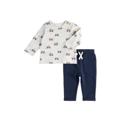Baby Tipper Trucks Long Sleeve T-Shirt & Pants Set, 18M, Heather Grey