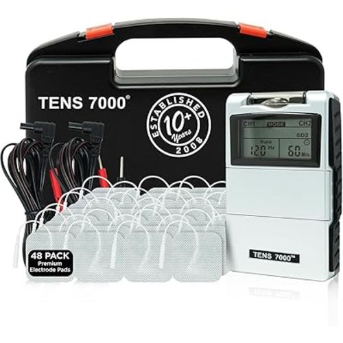 TENS 7000 Digital TENS Unit with Accessories and 48 Electrode Pads - TENS Unit Muscle Stimulator for Back Pain Relief, General Pain Relief, Neck Pain, Sciatica Pain Relief, Nerve Pain Relief