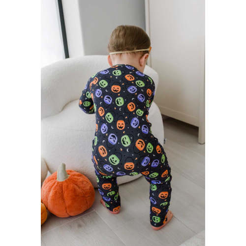 Halloween Bamboo Waffle Convertible Zip Romper in Candy Crawl | Lane & Leash – Caden Lane
