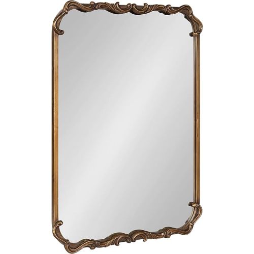 Kate and Laurel Brazelton Rounded Rectangle Ornate Traditional Mirror; 20 x 27; Gold; Ornamental Round Rectangular Classic Framed Wall Mirror