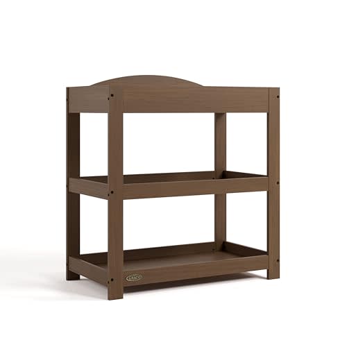 Graco Customizable Changing Table with Changing Pad, Hazelnut | Customizable Modern Flat or Classic Arched Headboard, Baby Diaper Changing Pad Included