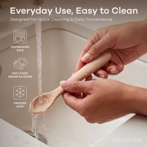 Silicone Baby Spoons Set - BPA Free Utensils by Comfy Cubs