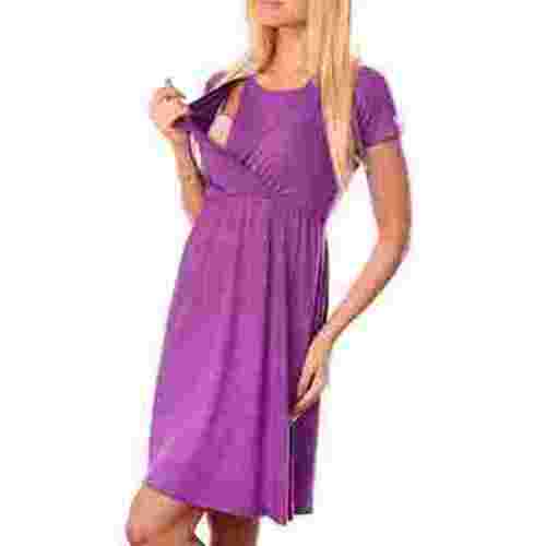 Edvintorg Nursing Dress Women Maternity Clothes Summer Solid Color Short Sleeve Round Neck Breast Feeding Dresses for Women Casual Pregnancy Pajamas Maternity Nightgown
