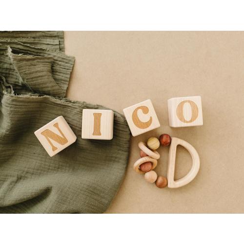 Custom Engraved Baby Blocks, Birch Wood Nursery Decor