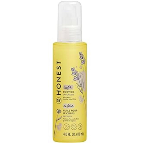 The Honest Company Lavender Infused Calming Body Oil | Moisturize, Nourish, + Soothe Baby's Skin | Plant-Based, Hypoallergenic, Vegan | 4.0 fl oz