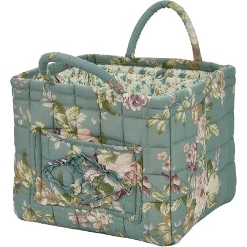Car Storage Basket for Back Seat, Aesthetic Fabric Storage Basket for Clothes, Diapers & Toys, Multi-Purpose Quilted Basket - Boho Organizer Tote for Home, Travel & Picnic (C)