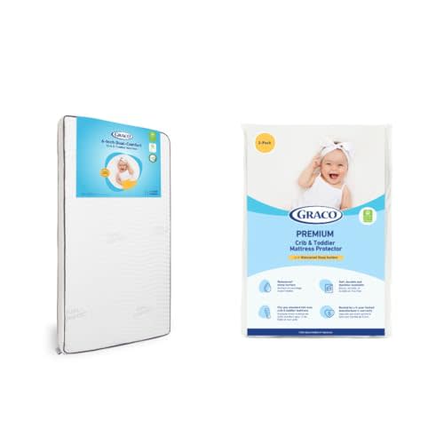 Graco Ultra Dual-Sided Crib Mattress & Protector Value Bundle (2-Pack) – Includes GREENGUARD Gold Certified Crib Mattress, GREENGUARD Gold Certified Waterproof Protector