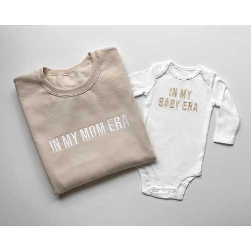 Embroidered "In My Mom Era" Sweatshirt & Baby Bodysuit Set: Taylor-Inspired Matching Outfits